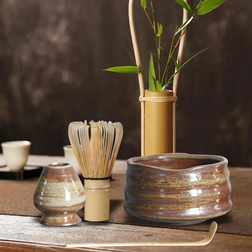 Handmade Matcha Whisk Set, Holder for Kithen Home Dining Room Teahouse