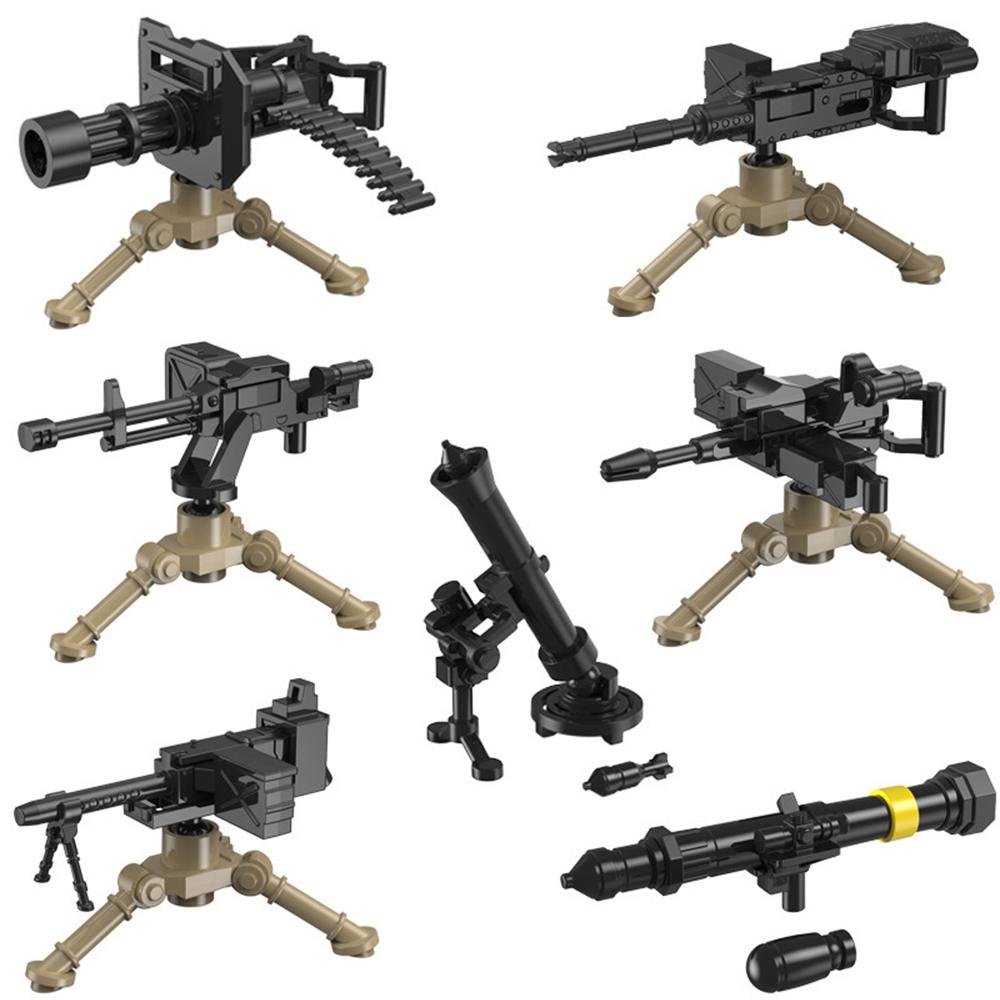 WW2 MOC-Military Building Blocks, Solider Figures, Weapons Machine Guns, Bricks Accessories, RPG Gatling, NSV Mortar, Halloween