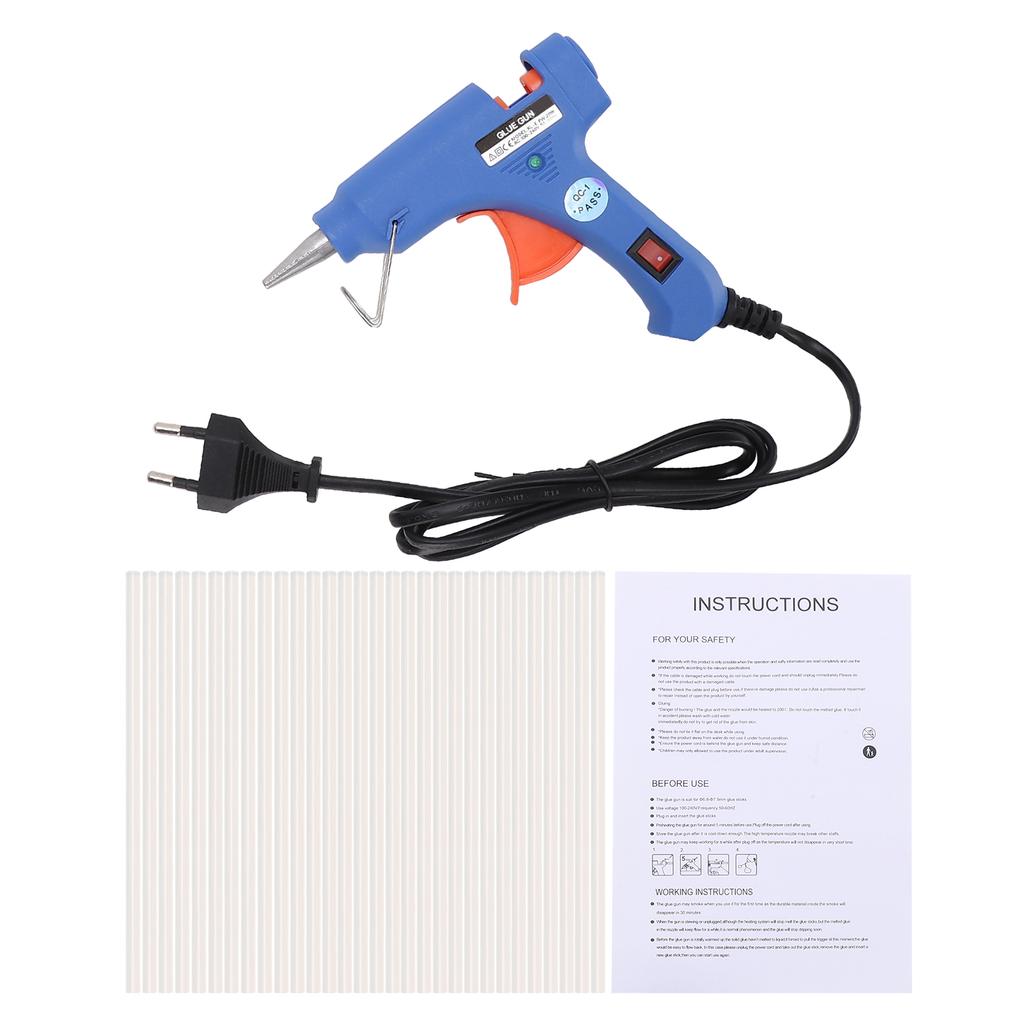20W Hot Glue Gun Kit with 30pcs Glue Sticks, Fast Heating 3 Mins, Anti Leak Nozzle, Ergonomic Design for Crafts, Home,