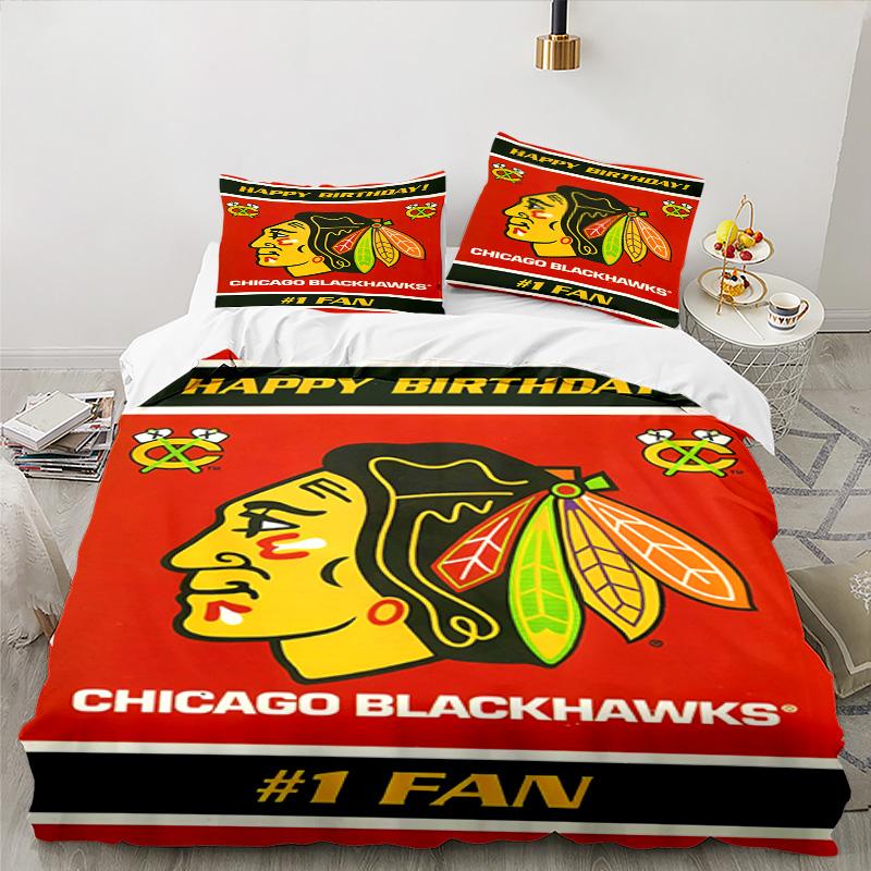 Chicago Hockey 3PCS Bedding set,Ideal for 1pc Duvet Cover And 2pcs Pillowcases Perfect for Fan gift,Ideal for Bedroom, Dormitory