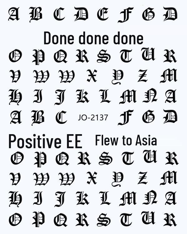 12-Color Gothic Letter 3D Nail Art Stickers: Fluorescent, Hot Stamping, Laser Decals