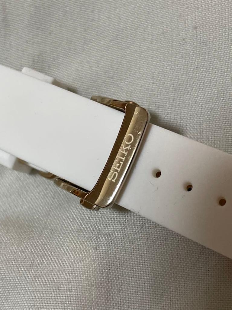 [USED] Seiko rubber strap, approximately 17mm, white, gold buckle