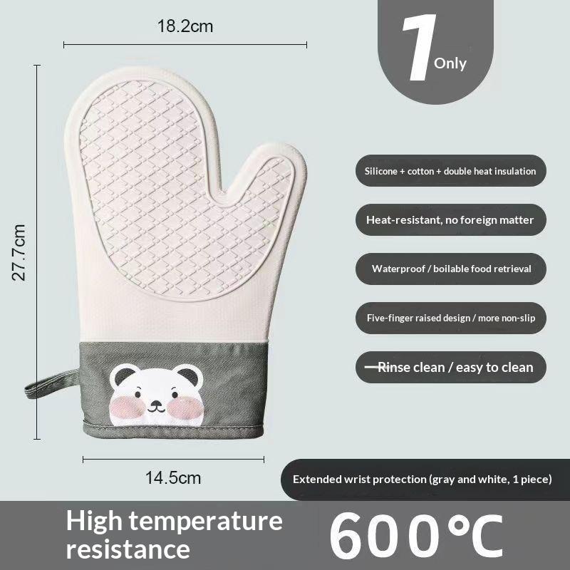 Thickened Silicone Gloves High Temperature Microwave Oven Gloves Non-slip Oven Gloves Kitchen Heat Insulation Anti-scalding Baking Gloves