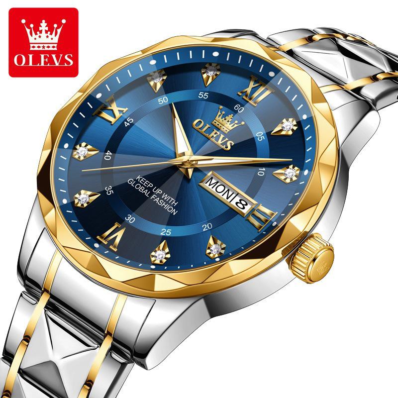 Oulishi 2025 Men's Luminous Waterproof Quartz Watch with Diamond-Shaped Mirror
