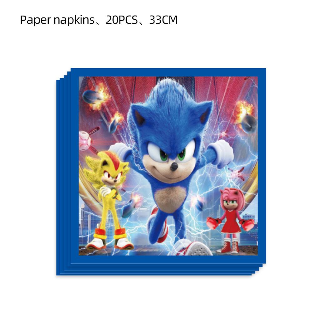 51pcs Sonic Birthday Party Supplies Including Tablecloth, Plates, Napkins Cups