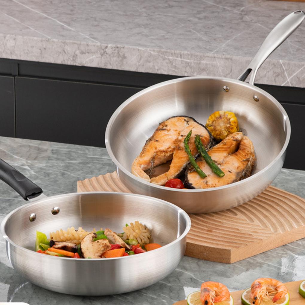 General Frying Pan Saucepan Stainless Steel Wok Pan Nonstick Cooking Fried Steak Gas Stove Pot Induction Kitchen Cookware