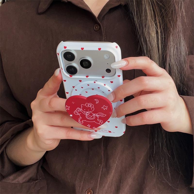 KT Magnetic Bracket Horse Riding Heart Phone Case for iPhone 17 Pro Max/Apple 16/15 Pro