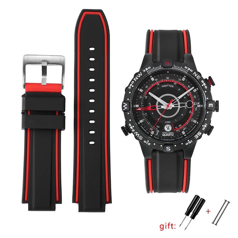 Silicone wristband For Timex E-tide Compass T2n720 T2n721 Tw2t76300 Tw2t76500 T45601 Rubber Men Watchband Sports Strap free tool