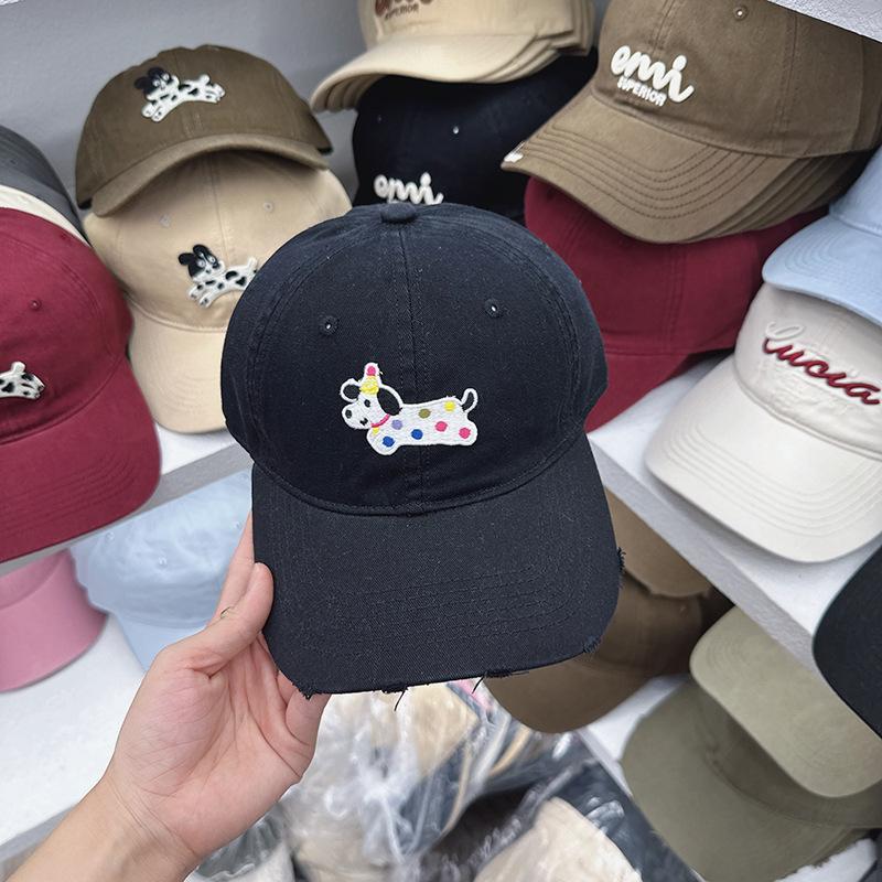New Korean Cartoon Puppy Baseball Cap for Women Soft Top Couple Student Sun Protection Baseball Cap