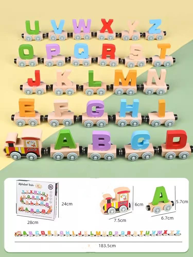 Toys Educational Toys Montessori Wooden Train Toy Early Cognition Alphabet Magnetic Number Train Set for Toddlers Math