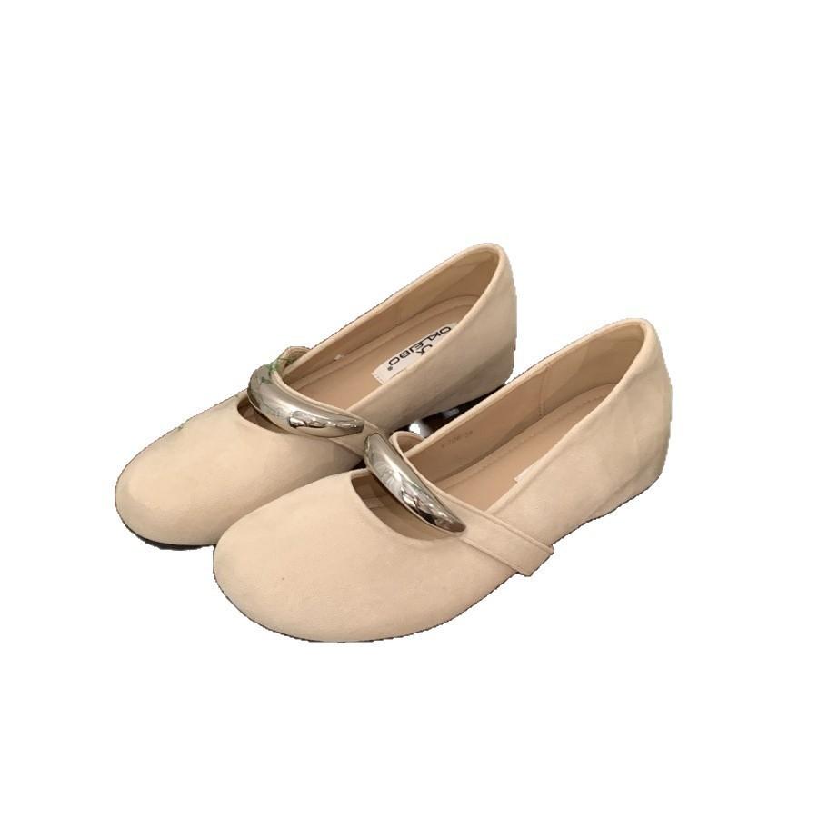 Korean French gentle evening breeze shallow mouth small single shoes women's spring and summer 2025 fashion metal buckle Mary Jane shoes