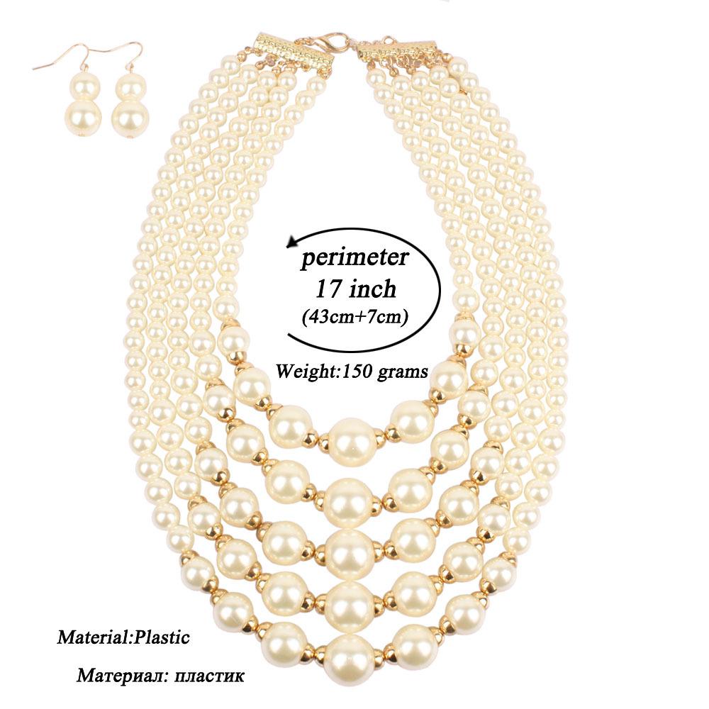 European & American Women's Multi-Layer Imitation Pearl Beaded Necklace