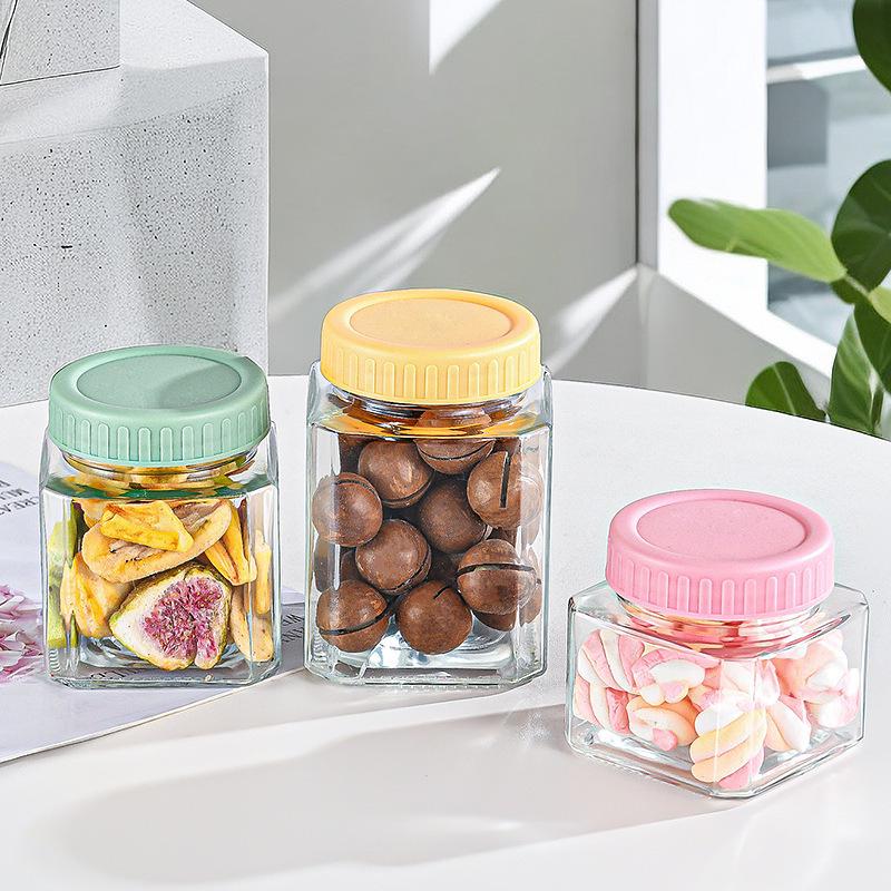 Macaron Series Transparent Sealed Glass Storage Jar for Dried Fruit, Tea, and Candy - Moisture-Proof Kitchen Container