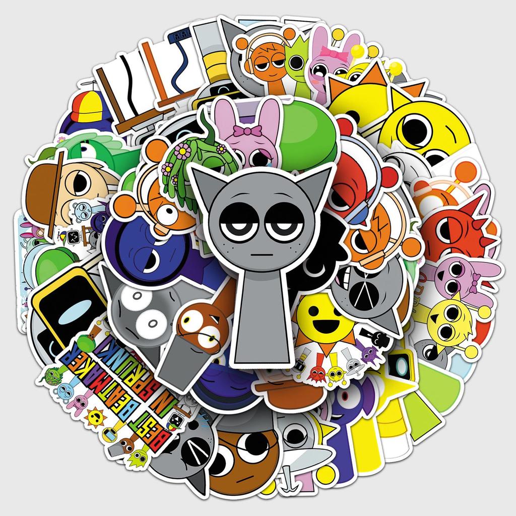 Naklejki Graffiti do Rhythm Box: 50 naklejek dekoracyjnych z kreskówkami o grach na telefon, komputer lub deskorolkę