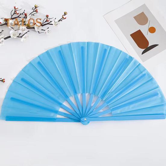 2Pcs Solid Color Folding Fan Kung Fu Stage Dance Performance Large Handheld Fan Portable Lightweight Summer Cooling Fan Decoration Party Accessories