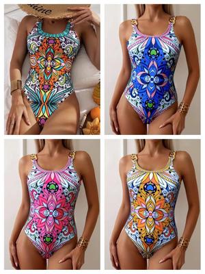 Traje de baño sexy de una pieza para mujer 2023 con cuello halter, atado, fruncido