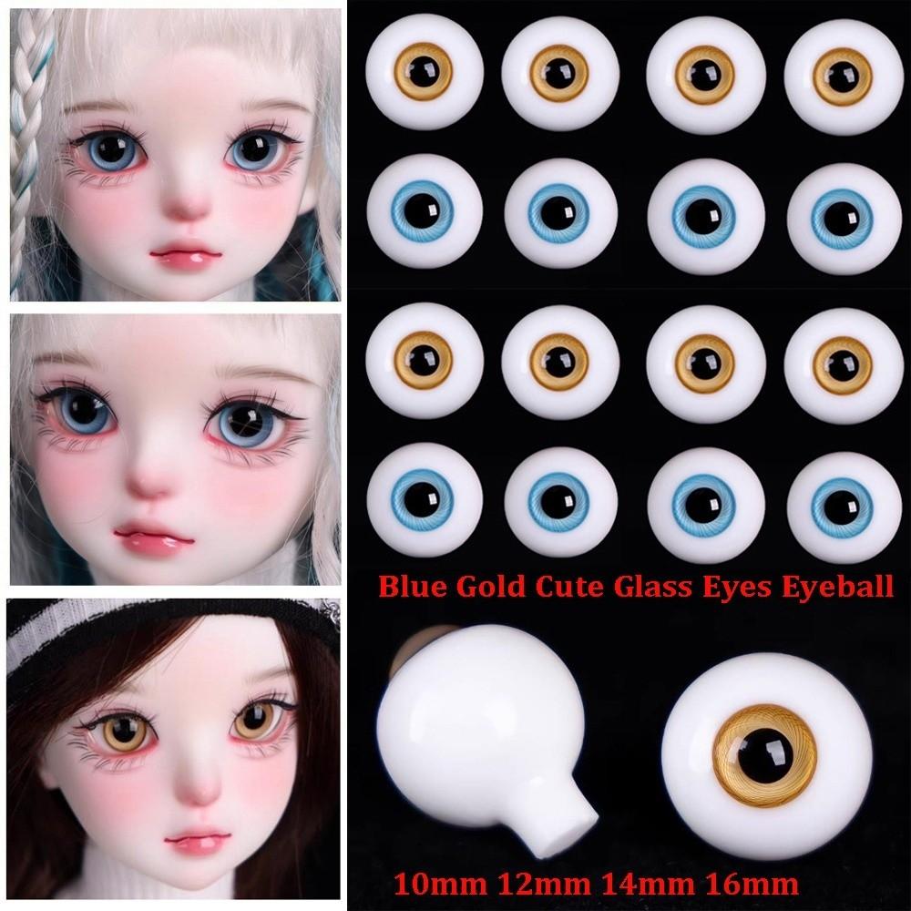 Cute Blue Gold Glass Eyes 2 Colors DIY Doll Making Crafts New Textured Glass Eyeball  For BJD Dolls
