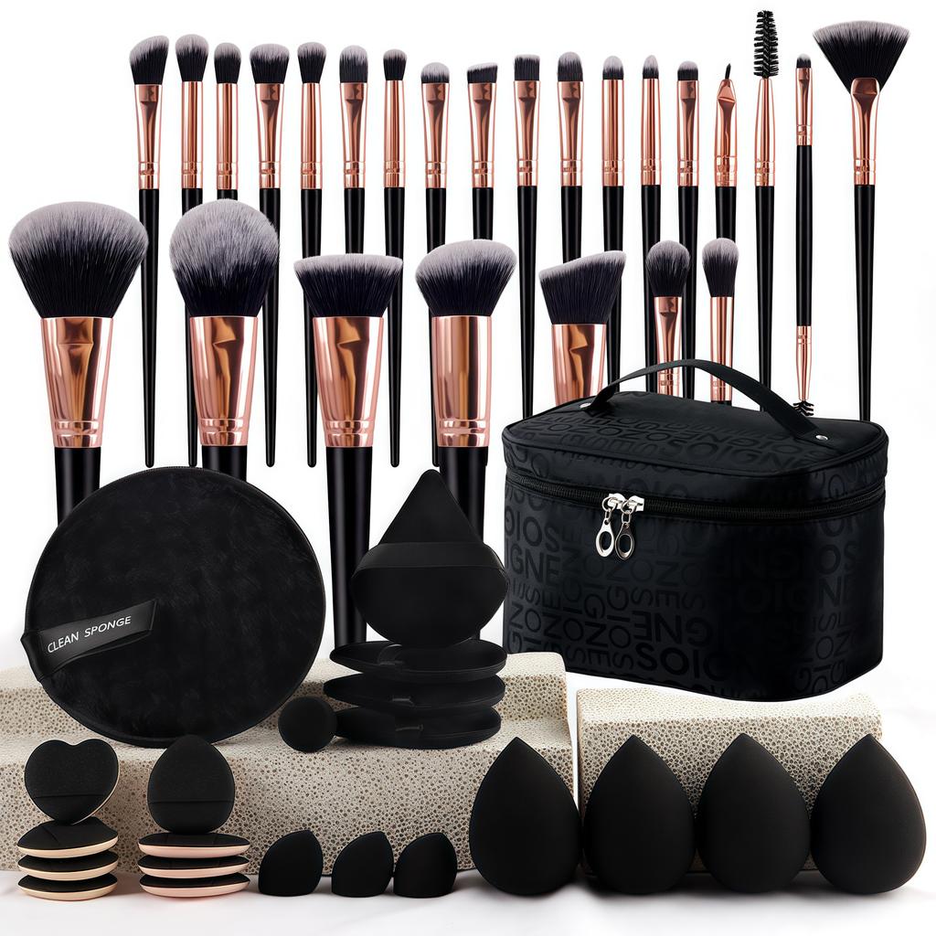 Makeup Brush Set Chic Fragrance Style Beauty Tools Kit Portable Travel Cosmetic Bag Puff Toiletry Makeup Accessories Set