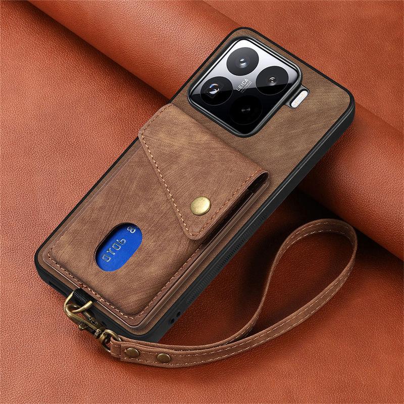 Xiaomi 15 Mobile Phone Case Anti-drop Card Case Xiaomi 15 Pro Protective Case Car Magnetic Attraction Retro Business Men and Women