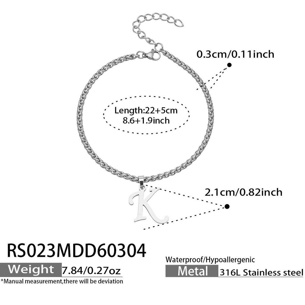 26-Letter Pendant Anklet: Stainless Steel Simple Design Foot Jewelry