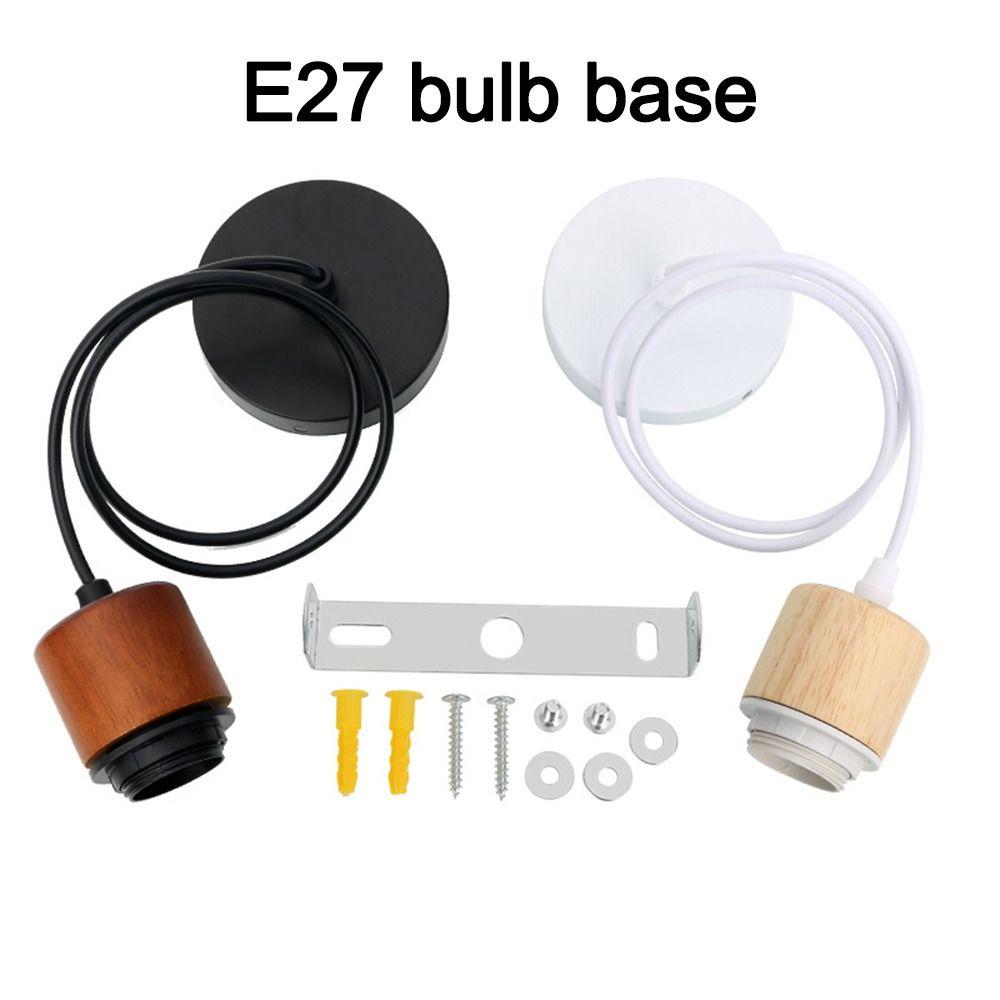 New Solid Wood E27 Lamp Holder Adjustable Wire DIY Accessories Pendant Lamp Screw Socket Hanging Lampshade Base