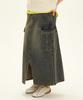 DISTN9NE Cut Cargo Long Denim Skirt Dark Indigo (Lp3Kf696-064)