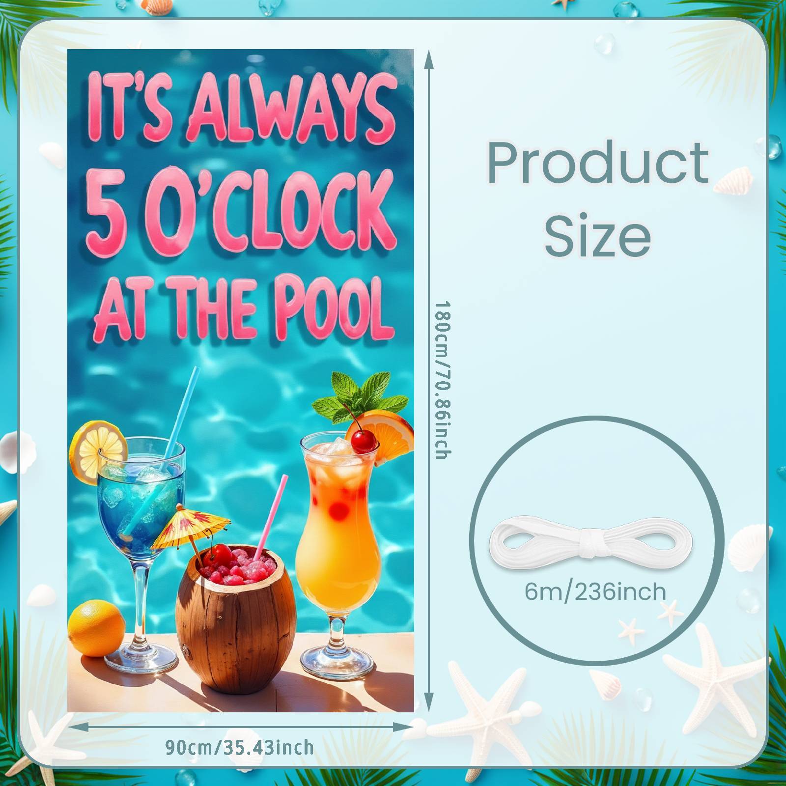 Pool Party Banner Pink 3D Text Poolside Celebration Banner Outdoor Background Fruity Garnishes Leisure Display For Outdoor
