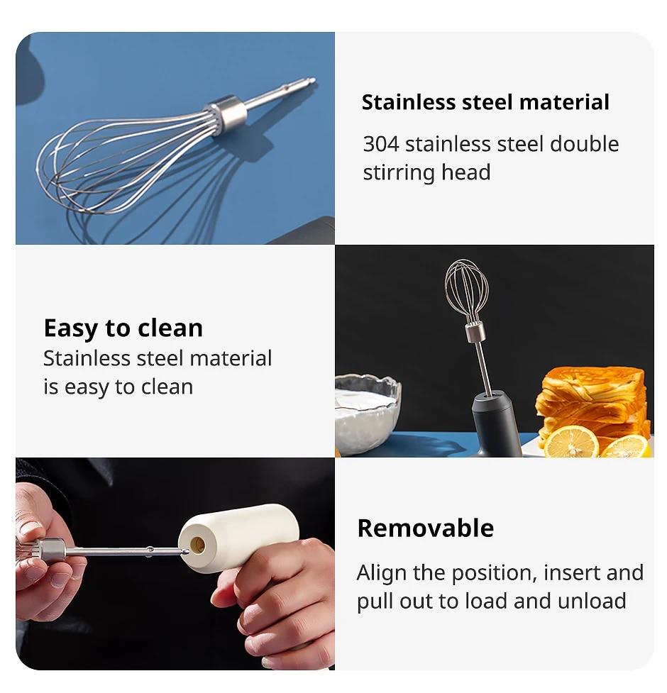 Portable Wireless Electric Food Mixer 3-speed Egg Beater For Baking Dough Cake Cream Whisk Kitchen Tool