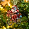 Festive Home Decor Hanging Charms 2Pcs Christmas Santa Riding Bicycle Acrylic Ornament, Car Exquisite Holiday Party Favors Interior Rearview