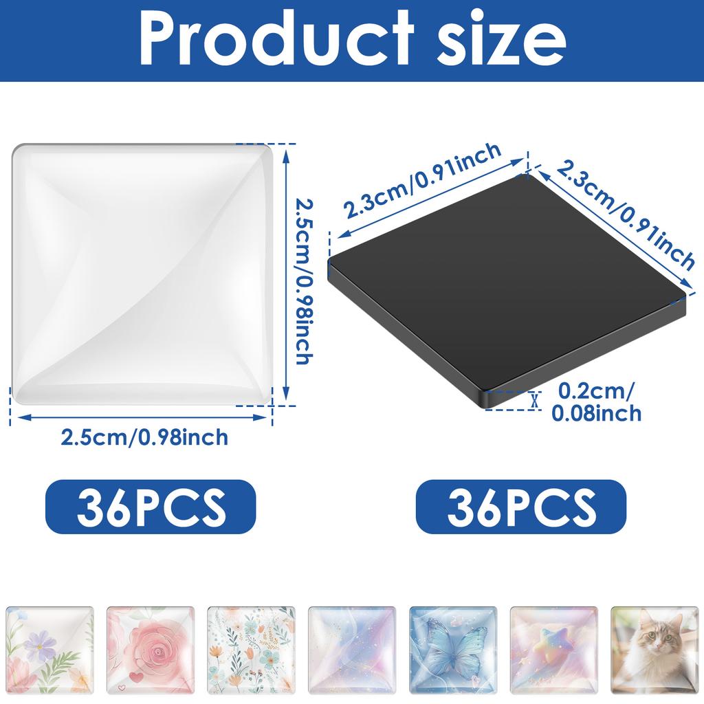 72pcs DIY Fridge Magnet Craft Set Square/Heart Refrigerator Magnet with Adhesive Backing Magnets for Office,Classroom,Home Decor