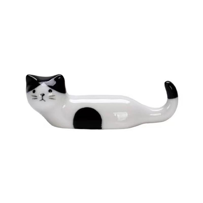 5 יחידות מחזיק מקלות אכילה חתול קאוואי מעמד למקלות אכילה קרמי לבית, מסעדה, שולחן אוכל אביזרים אספקה מעמד מקלות אכילה