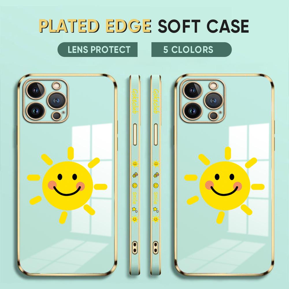 Простой чехол для телефона с рисунком Sunshine Smile для iPhone 11 13 15 Samsung Galaxy A52 Xiaomi Redmi 12C Note 10 Pro Oneplus Мягкий чехол для смартфона iPhone 11 Pro Max ярко-зеленый