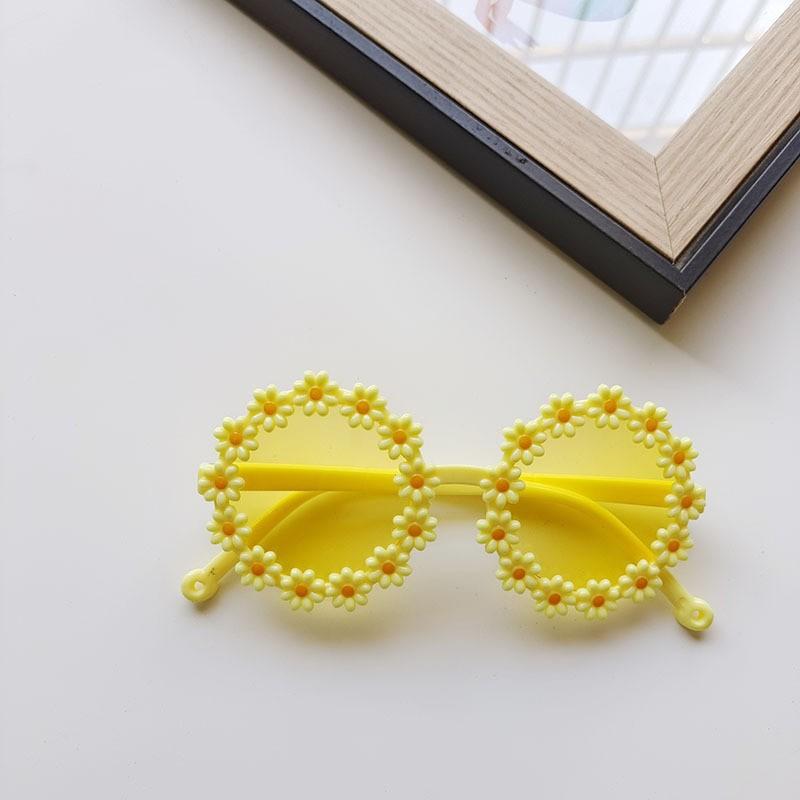 Personalized Candy Color Small Daisy Children'S Sunglasses Round Frame Cute Shape Beach Glasses