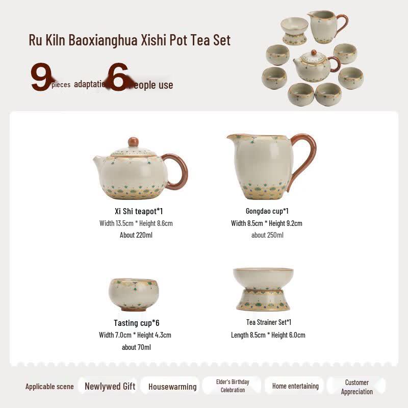 Dunhuang Baoxianghua Ru Kiln Ceramic Kung Fu Tea Set