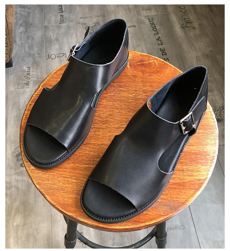 Men's Roman sandals 2025 new summer open-toe trend breathable cowhide casual Vietnamese slippers outdoor beach shoes