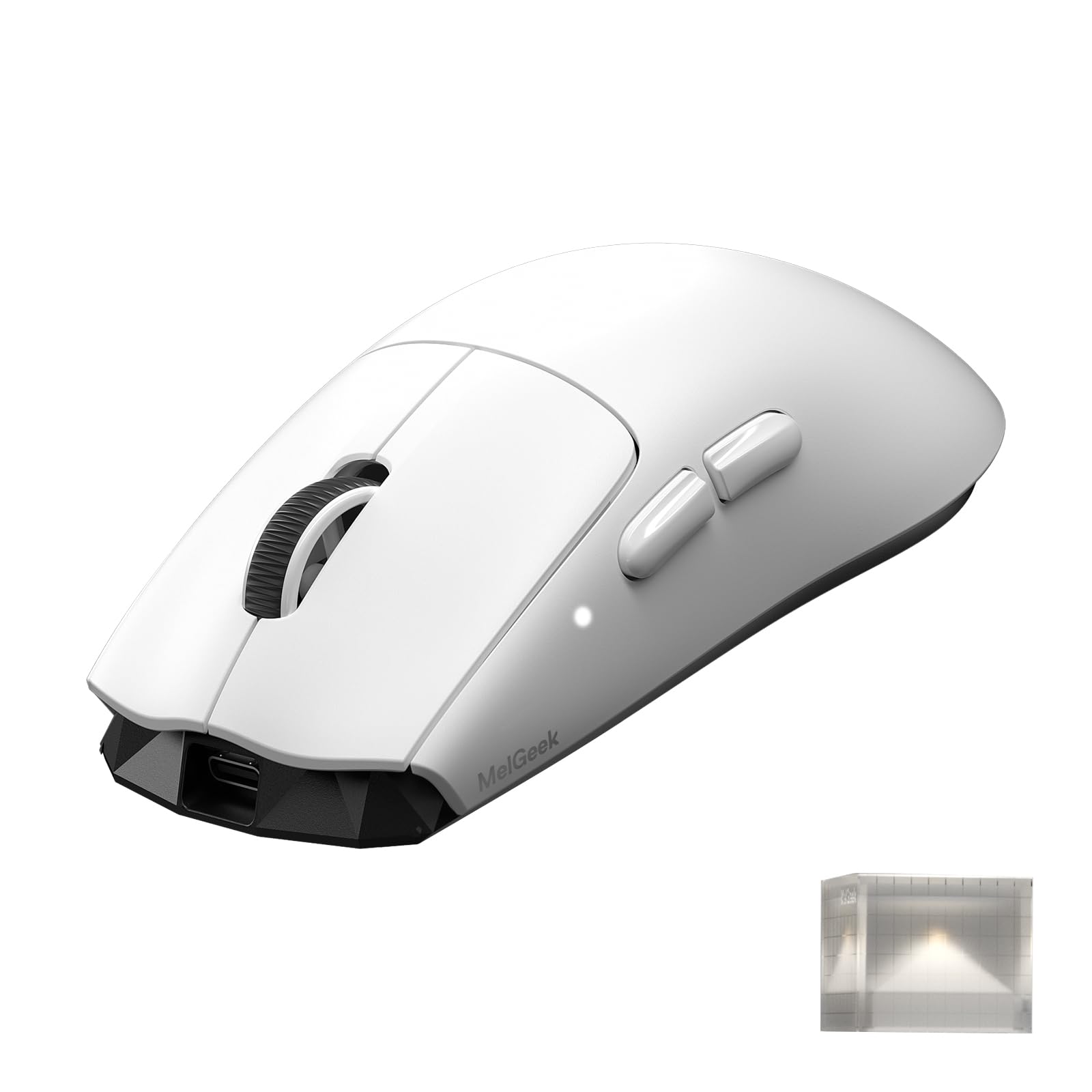 

MelGeek Horus Lightweight Wireless Gaming 8K 30K DPI 215 Hours Battery with Lighted Suitable for Medium and Large Hands White Mouse, 49g, Polling, білий