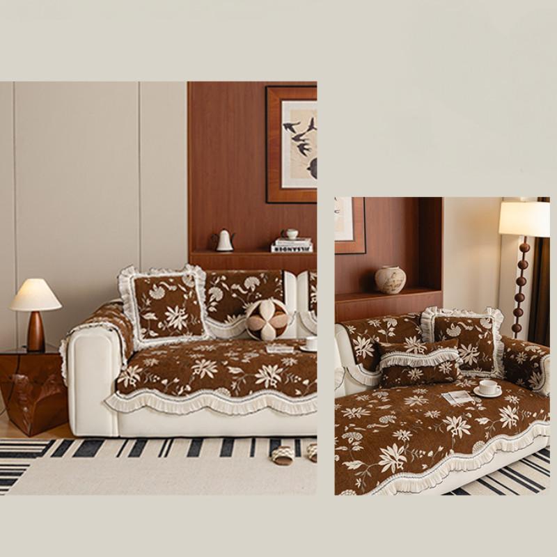 1pcs Irregular Sofa Cover Chenille Modern Non-slip Couch Cushion Simple Durable Furniture Protector Home Decor