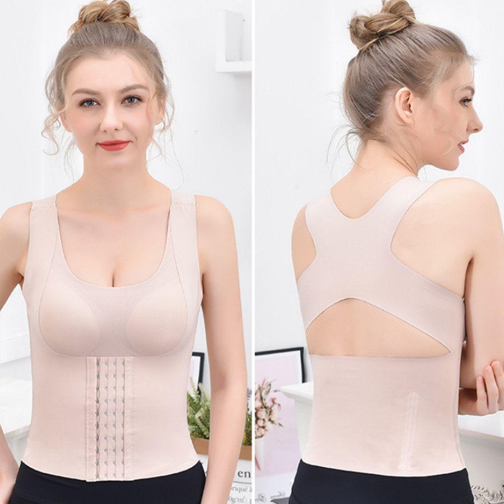 Hook Loop X-Strap Support Women Slimming Vest Corset Top Padded Camisole Posture Corrector Bra