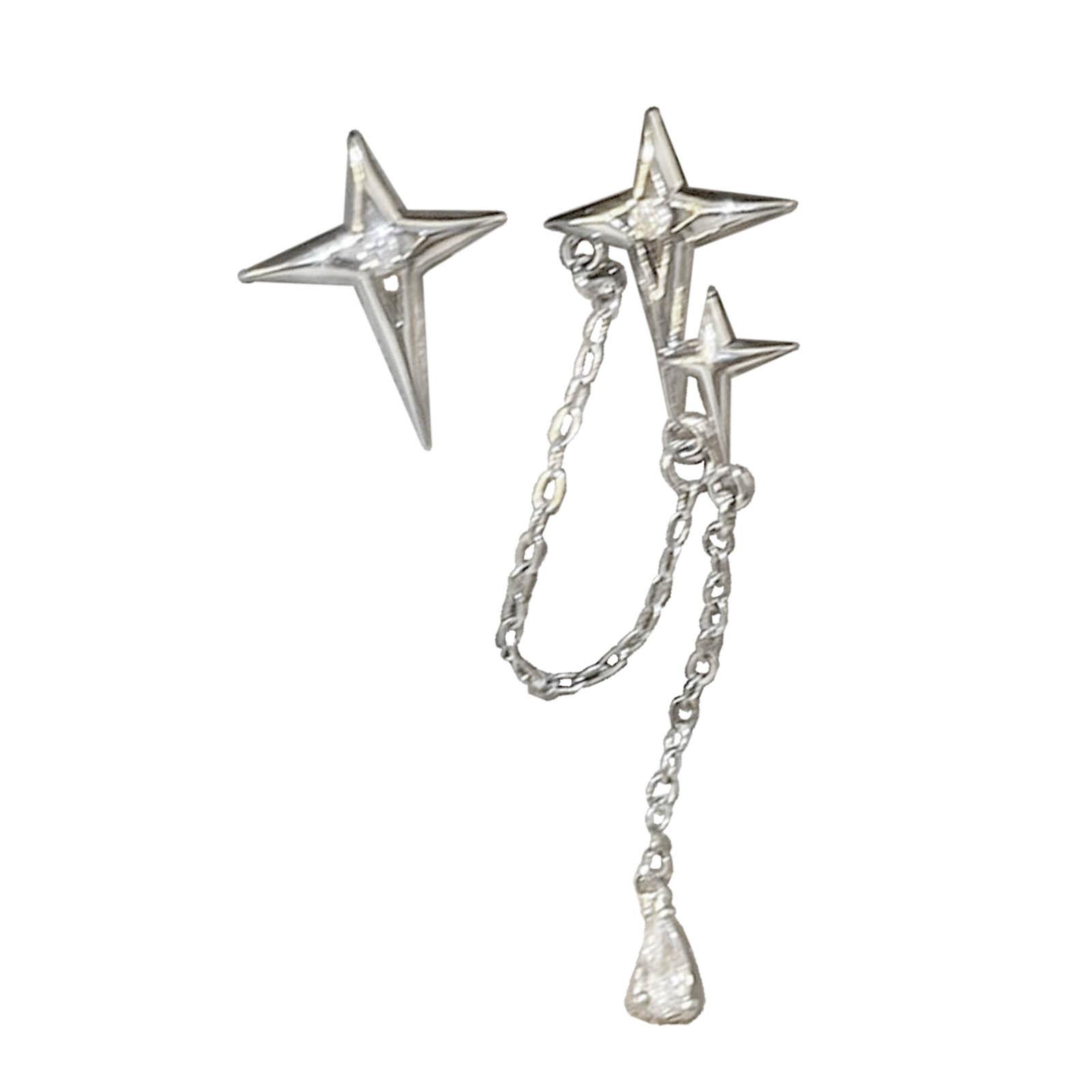 

Trend Four-Pointed Star Stud Earrings Niche Design Sense Hip-hop Geometric Crossed Earrings All-matched Ear Jewelry 1