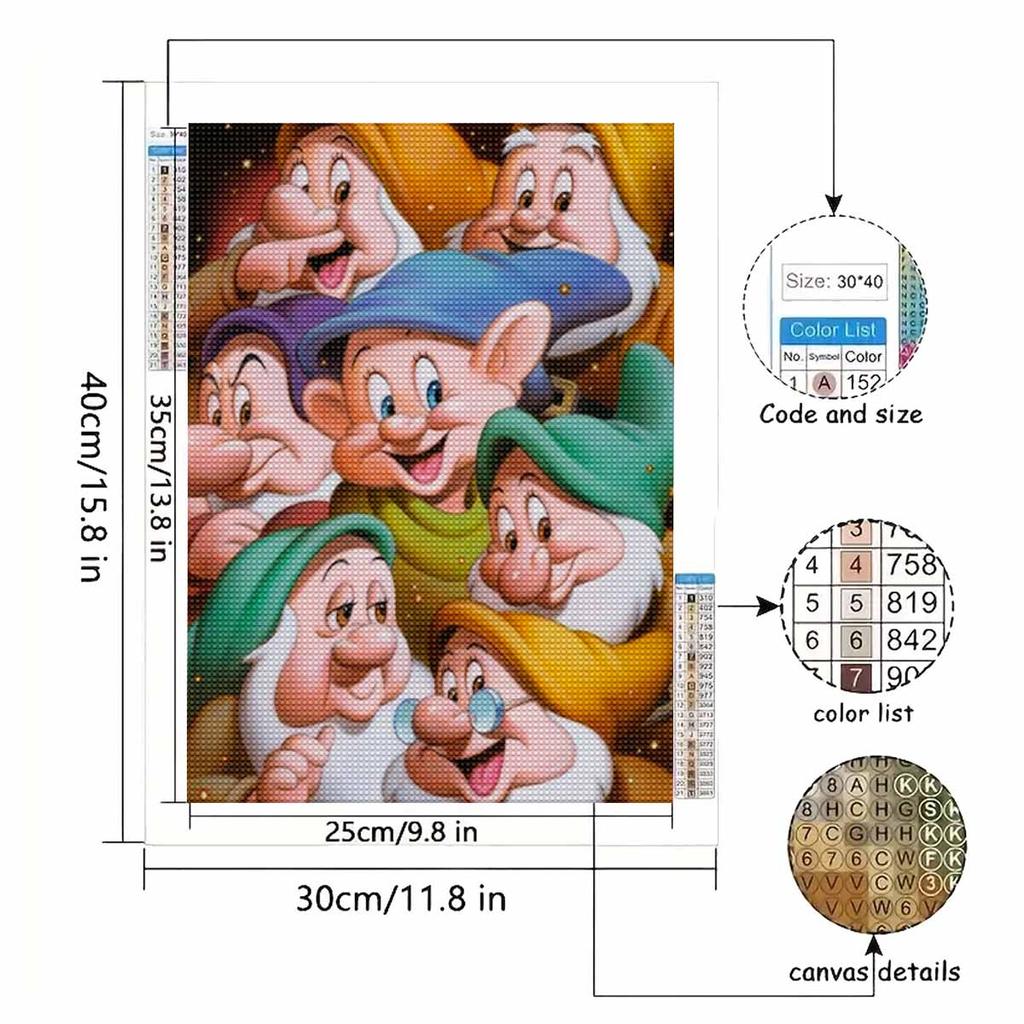 5D Diy Diamond Painting Cute Little Dwarfs Full Drill Rhinestones Mosaic Embroidery Handmade Products Home Decor Gift