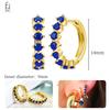 925 Silver Ear Buckles Fashion Hoop Earrings Dark Blue Crystal Pendant Gold Earrings High Women's Jewelry Luxury Gifts