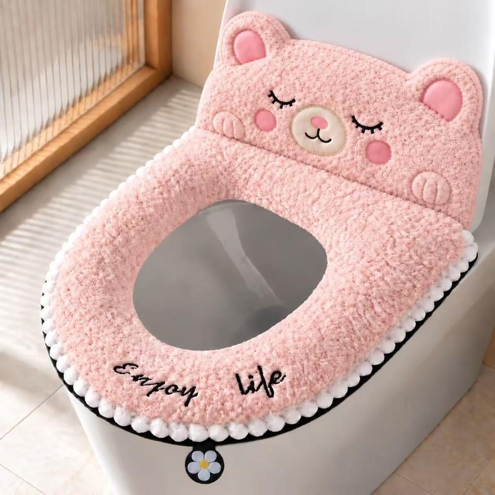 Faux Cashmere Toilet Seat Cover Thickened Plush Toilet Seat Pad  For Bathroom Toilet Autumn Winter