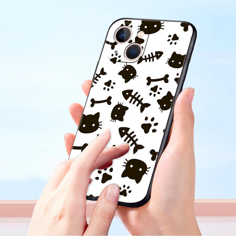 Abstract Creative Cat Line Pattern Phone Case Cover for iPhone 17 16 15 14 13 12 11 Pro Max 17Air Plus Shockproof Soft TPU Shell