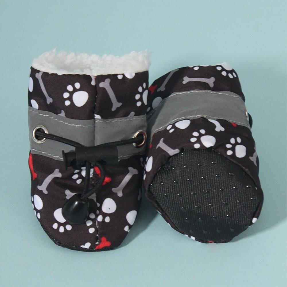 4Pcs Plush Pet Shoes Anti-slip Pet Snow Boots Fashion Cats Puppy Socks for Small Medium Dog