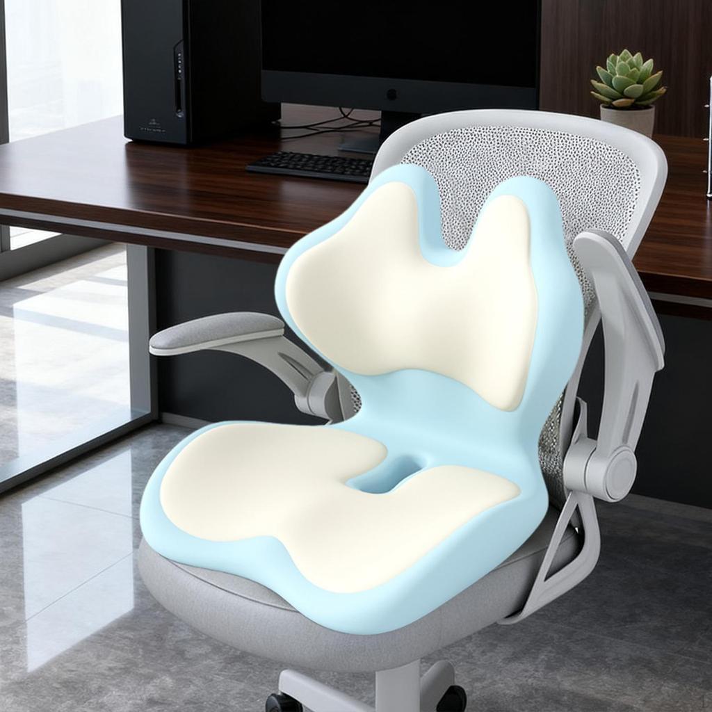 Office Chair Cushion Back Rest Butt Pad Memory Foam Portable Comfortable Seat and