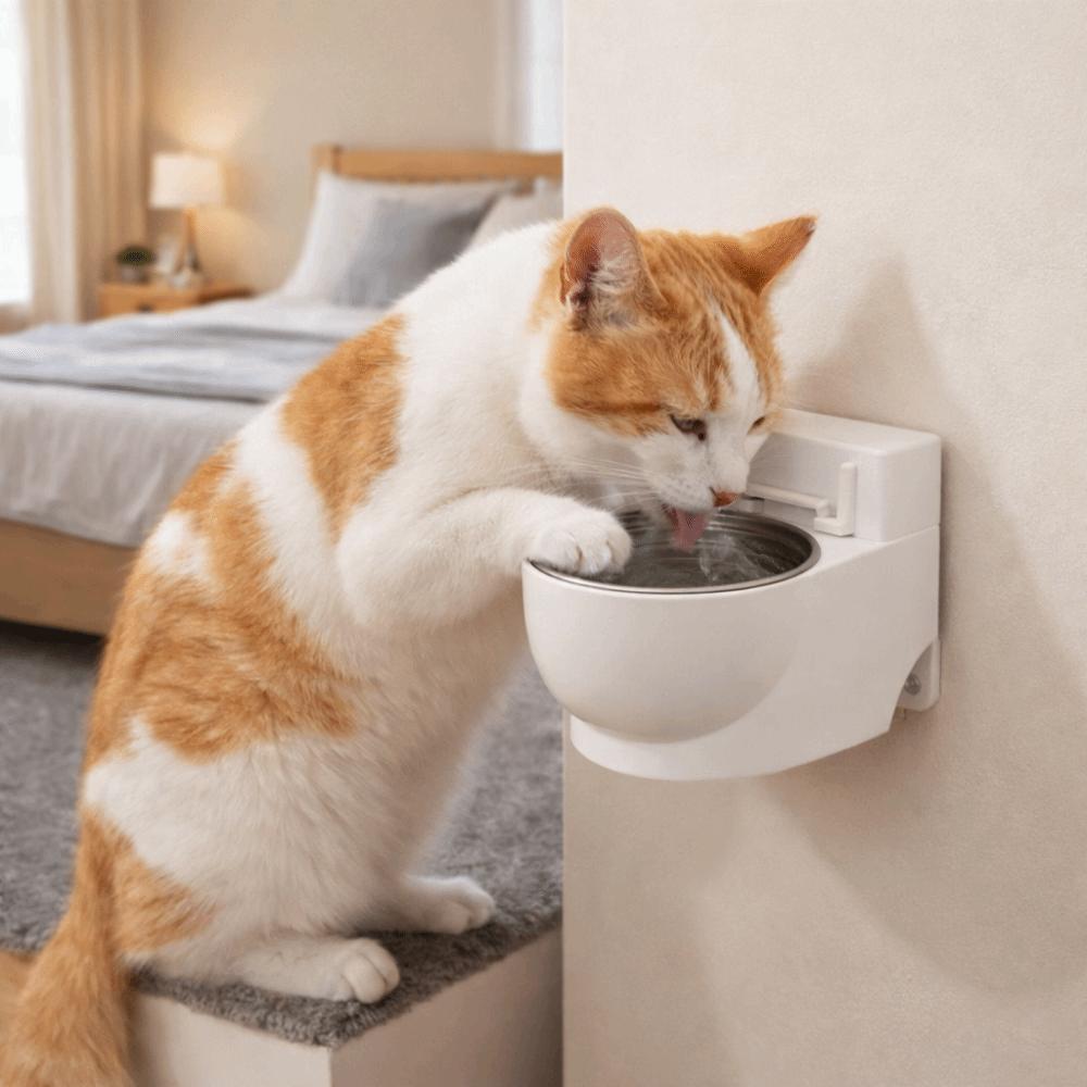 Wall-Mounted Toilet Shaped Cat Water Dispenser Stainless Steel Split Design Cat Water Bowl With Lid Simulation Closestool