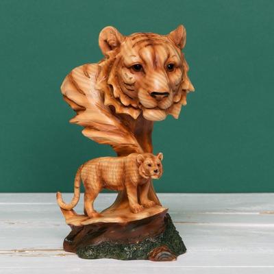 Naturecraft Harzfigur in Holzoptik - Tiger & Junges