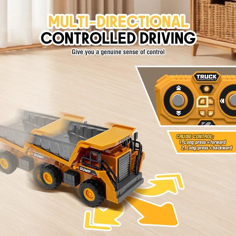 Desktop 1/64 Remote-Controlled Mini Alloy Dump Truck 4Wd Alloy Engineering Vehicle Toy Model Toys For Boys Children Adult Gifts