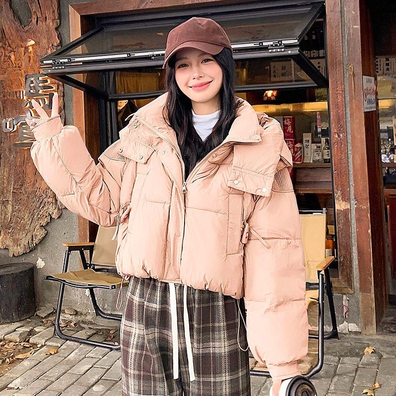 Women Casual Winter Cotton Coat Korean Style Loose Thickened Simple Fashion Jacket