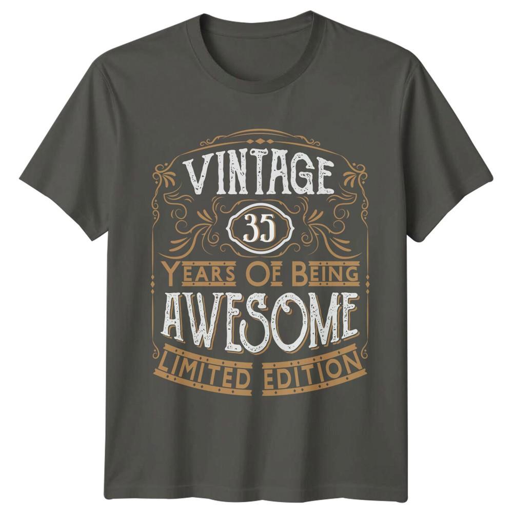 Vintage 35 Years Of Being Awesome Unisexs T Shirt 35th Birthday Gift